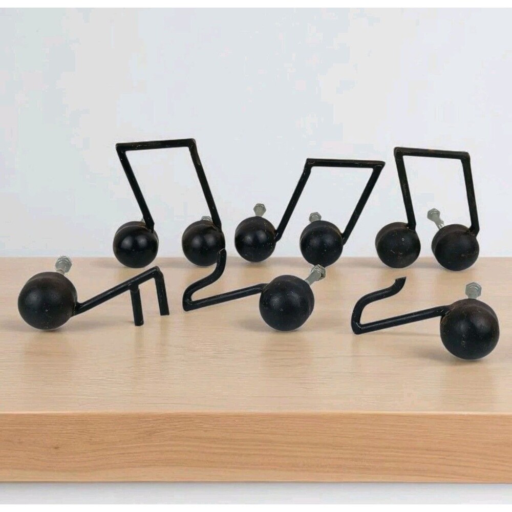 Metal Music Notes Cabinet Knobs Drawer Pulls Handmade OOAK Set Of 6 Musical